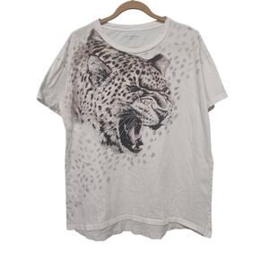 AllSaints Graphic Tee Womens Sz M/L Droptail Oversized Animal Print Edgy Sabre